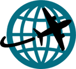 Avion volant autour du globe pour symboliser l'offre d'expédition mondiale d'Innovatools