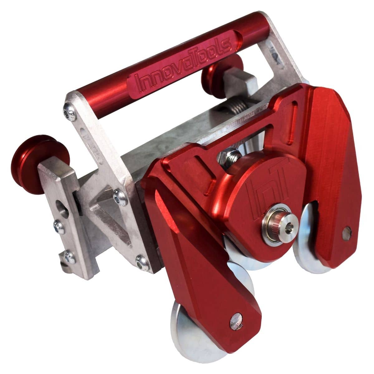 Herramienta de corte de 2 vías para frenos de revestimiento de aluminio Versión 2.0 - Con cuerpo anodizado rojo grabado con el nombre y el logotipo de la empresa